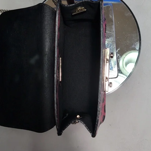 Furla Julia Mini Pink And Black Leopard Printed Leather Clutch/Crossbody 🔥 - Picture 11 of 14